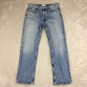 Agolde Fran Low Slung Jeans Women 27 (Fit 32x29.5) Blue Straight Leg Button Fly